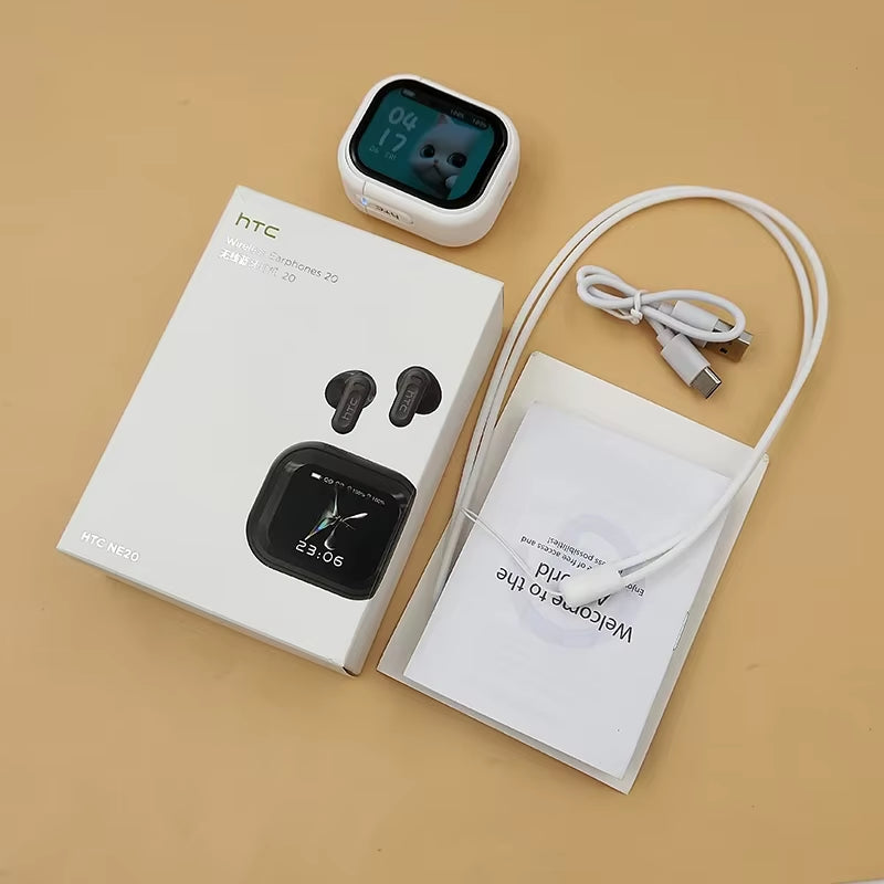 HTC NE20 Earphones Bluetooth V6.0 TWS Sports Wireless Headphones AI Translator Earbuds In-Ear Noise Reduction Headsets with Mic