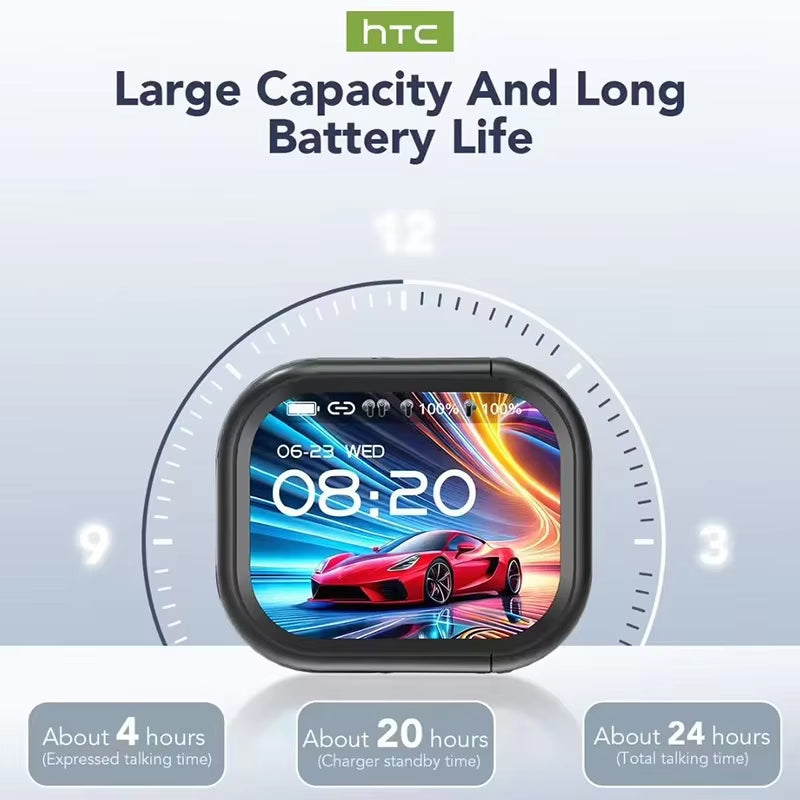 HTC NE20 Earphones Bluetooth V6.0 TWS Sports Wireless Headphones AI Translator Earbuds In-Ear Noise Reduction Headsets with Mic